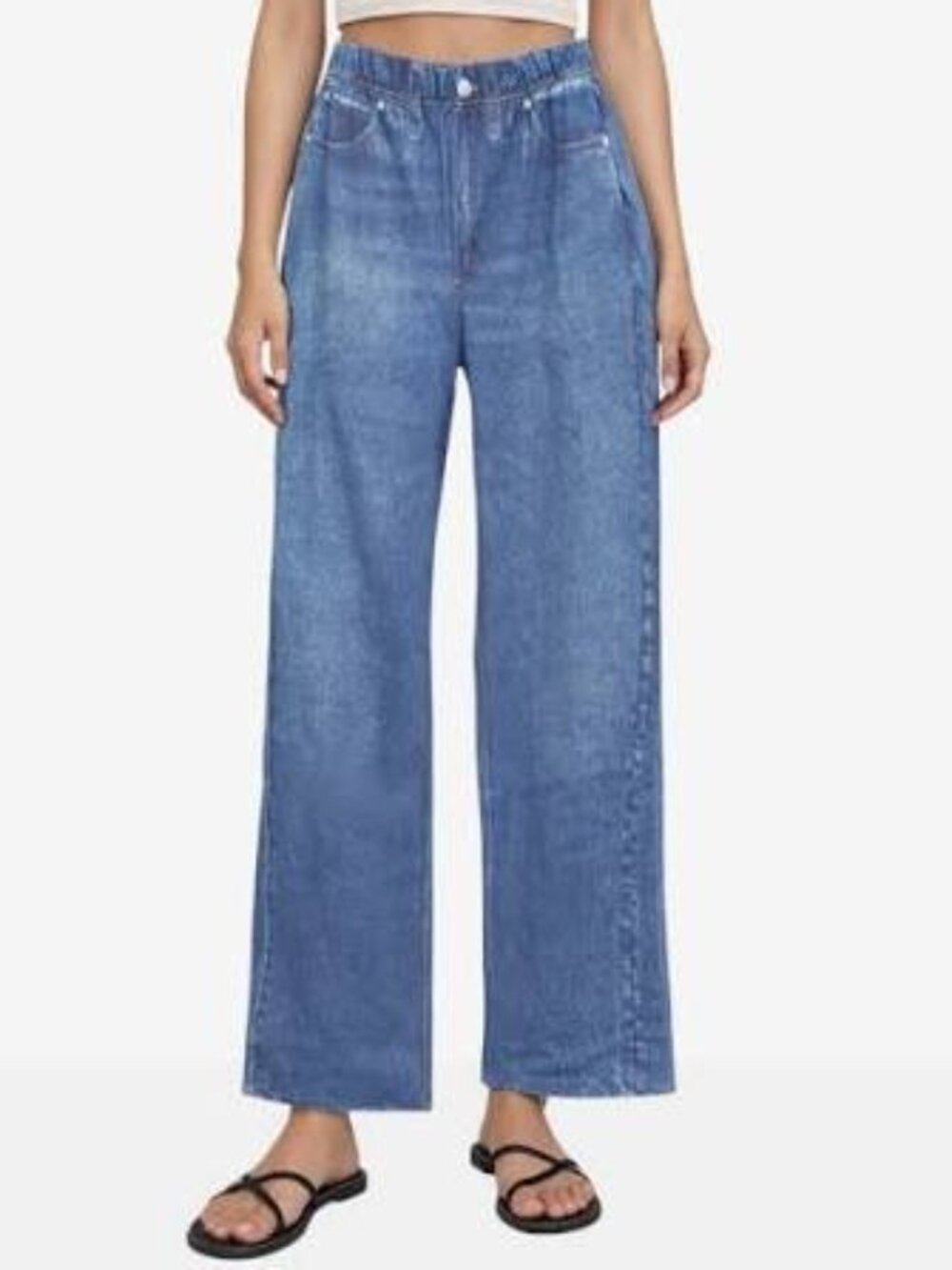 TSC ELLE COTTON PRINT WIDE LEG JEAN PANT LARGE AND ELLE BAG NEW